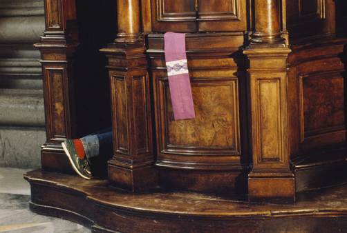 Pope John Paul II hears confessions of penitents on Good Friday.